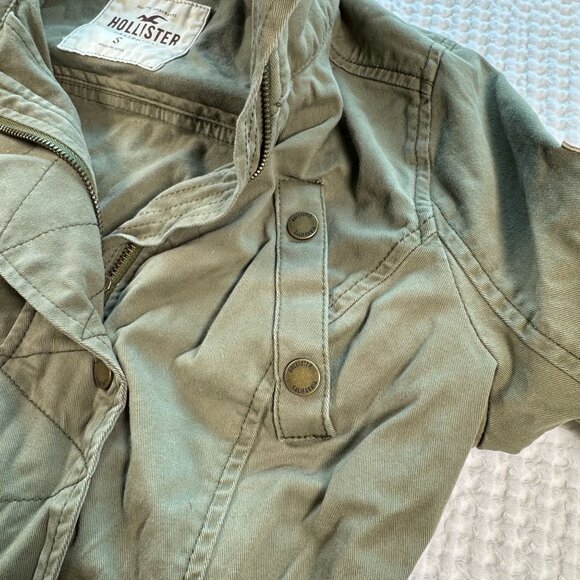 Hollister Womens Olive Green Utility Jacket With Snap Buttons & Pockets Size S - Picture 3 of 9